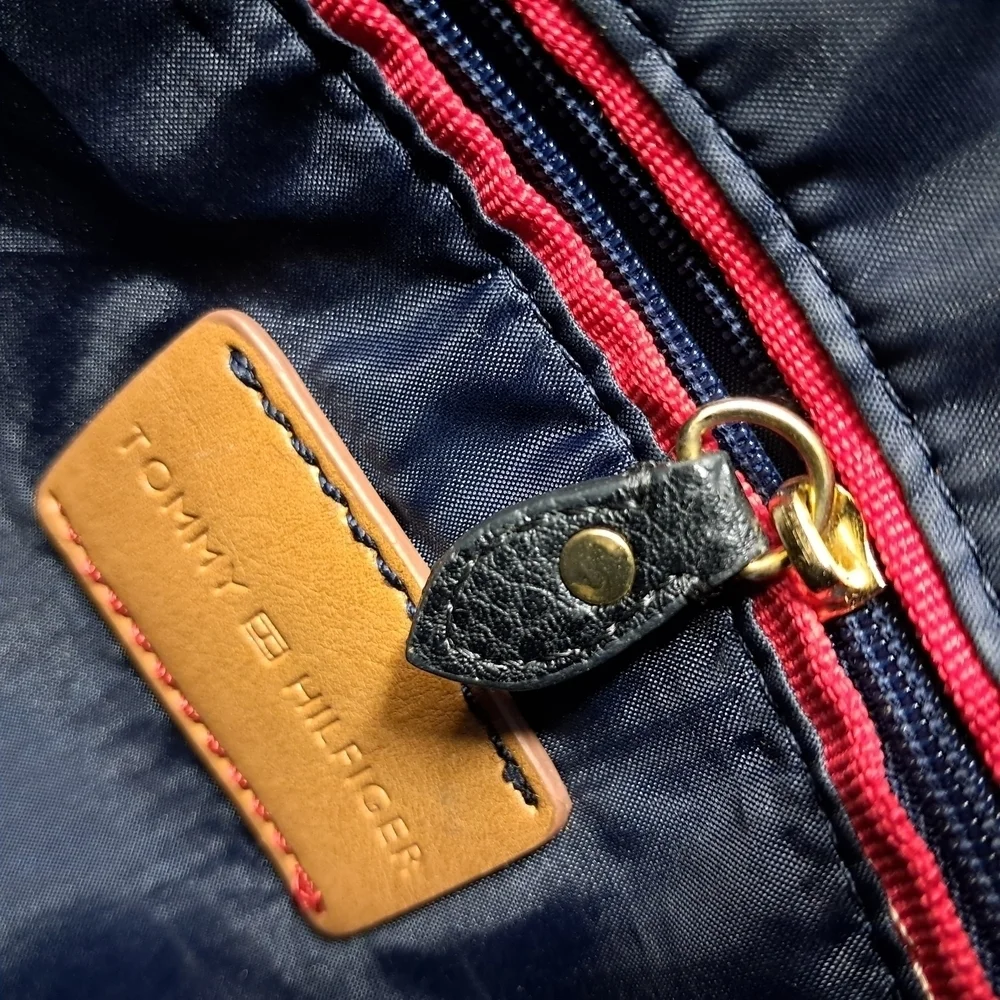 Tommy Hilfiger Black Satchel Shoulder Crossbody Bag | Gold Monogram | Classic